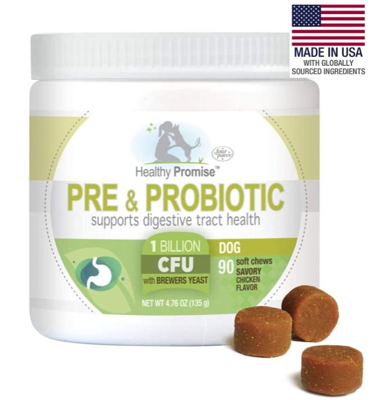 90 count Four Paws Healthy Promise Pre and Probiotic Supplement for Dogs