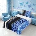thumbnail image 3 of Homewish Blue Cheetah Print Twin Sheets for Girls, Animal Print Stripe Bedding, 3 Pieces (1 Flat Sheet, 1 Fitted Sheet and 1 Pillowcase), 3 of 6