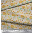 thumbnail image 2 of Soimoi Modal Satin Fabric Leaves & Aster Floral Print Sewing Fabric Yard 42 Inch Wide, 2 of 3