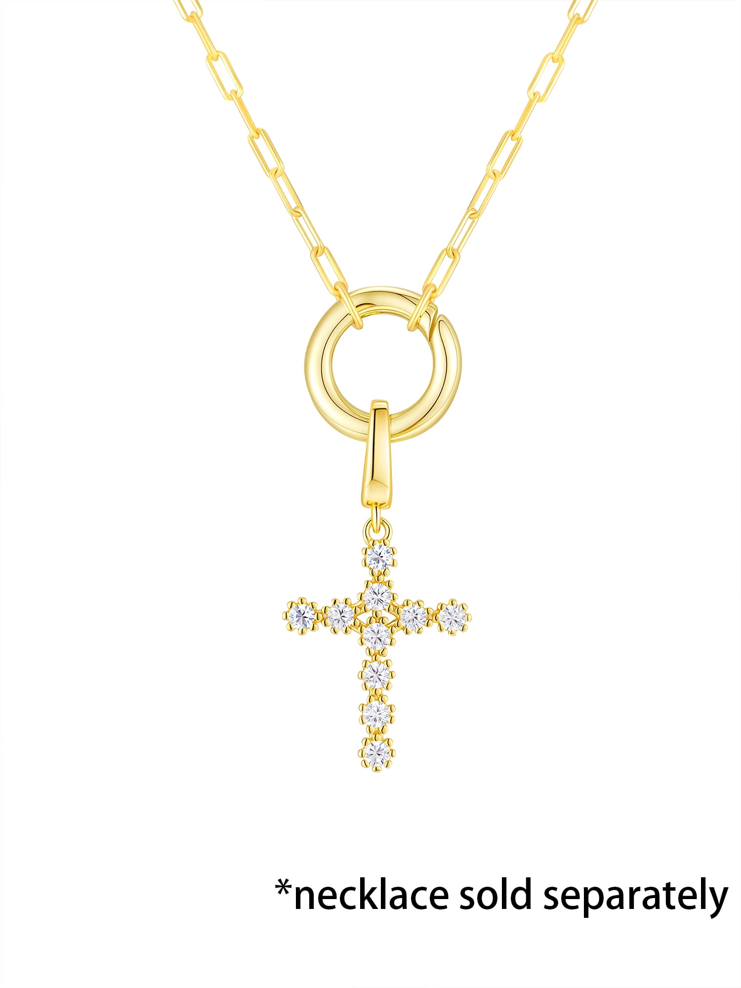 Brilliance Fine Jewelry Simulated Diamonds Cross Charm in 14KT Gold Plated Sterling Silver