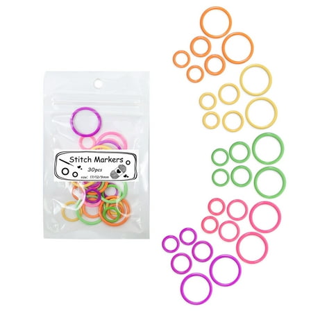 30 Pcs O-Rings Stitching Markers Round Knitting Markers Metal Crochet Locking Markers for Knitting and Crocheting