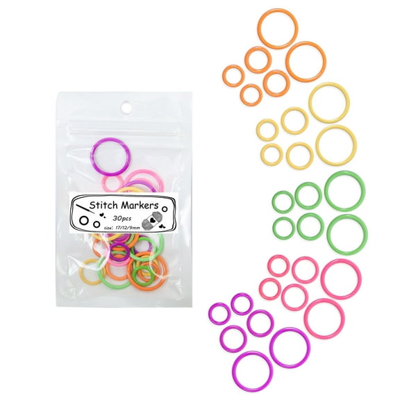 30 Pcs O-Rings Stitching Markers Round Knitting Markers Metal Crochet Locking Markers for Knitting and Crocheting