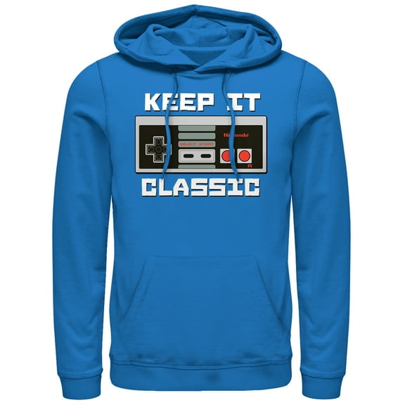 Men's Nintendo NES Classic Controller  Pull Over Hoodie Royal Blue 2X Large
