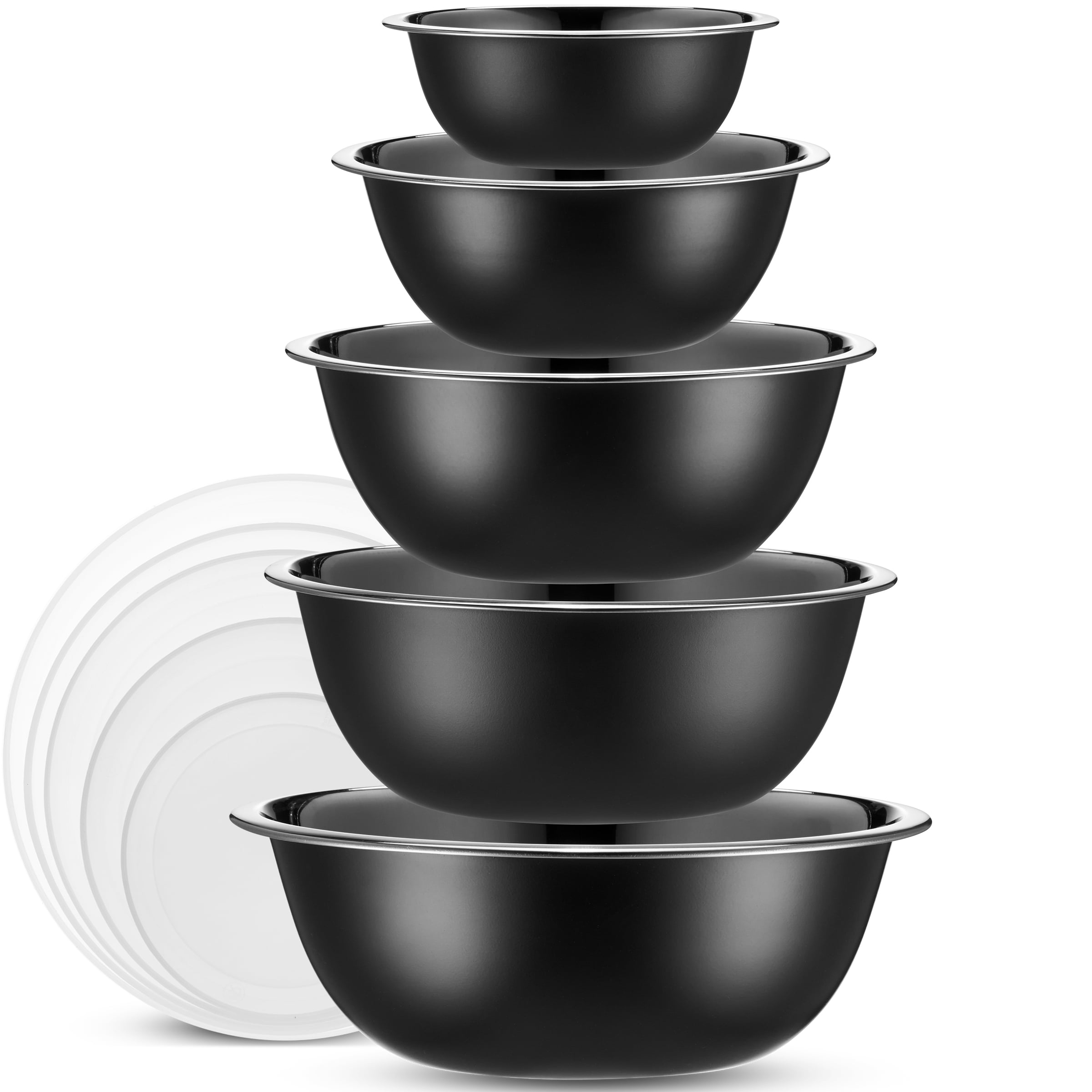 WHYSKO Stainless Steel Mixing Bowls With Lids Set, 5 Sizes Nesting