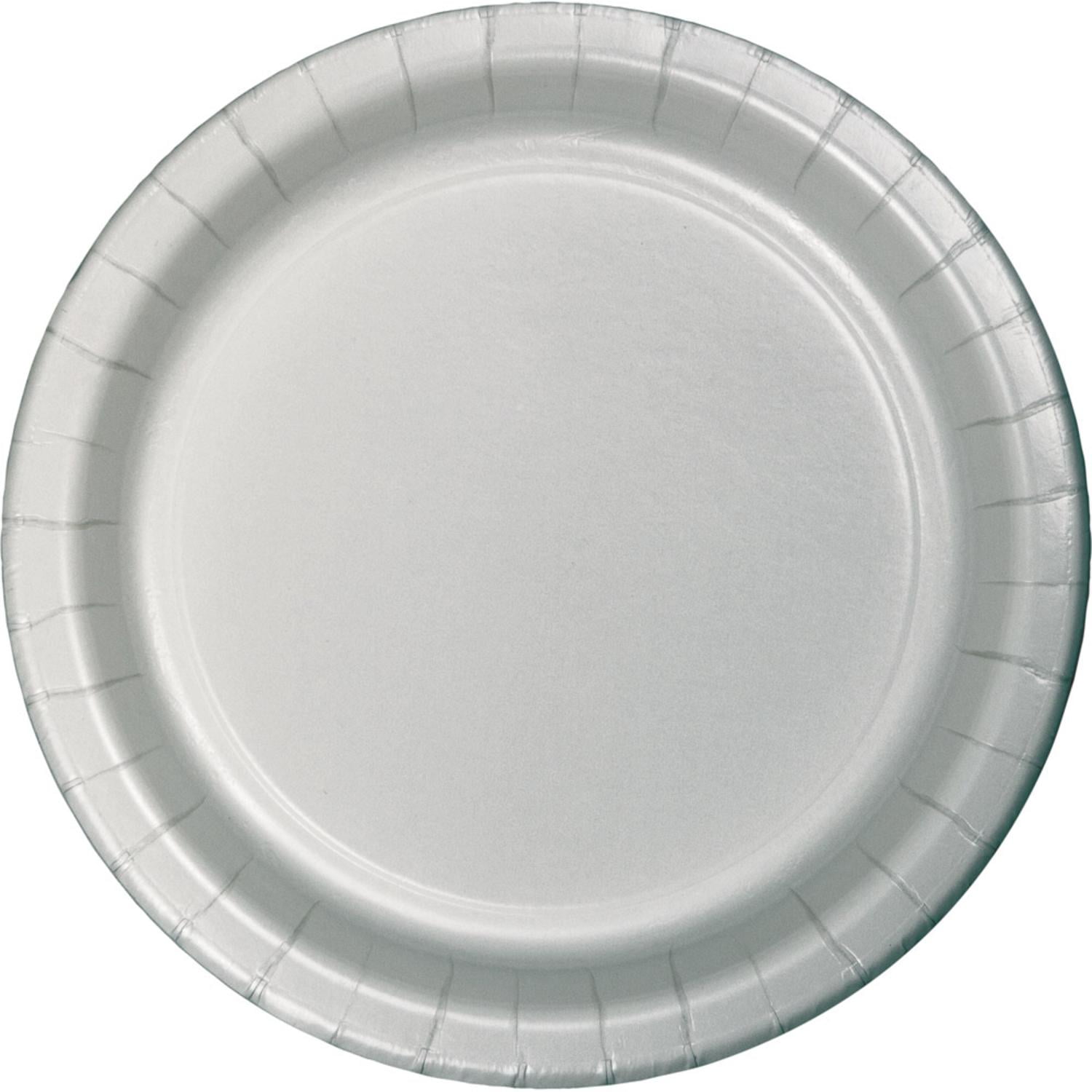Club pack of 96 shimmering silver heavy duty Dinner paper plates 8.8