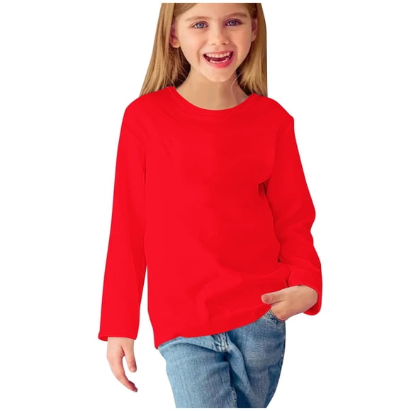 ShomPort Boys and Girls Clothes Casual Long Sleeve Crew Neck T Shirts Kids Loose Soft Lightweighht Pullover Tops