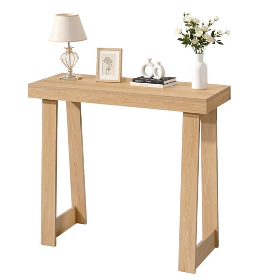 VEVOR 36 in Console Table, Modern Desk Behind the Couch, Wooden Rectangle Entrance Desk, Narrow Long Sofa Table Accent Stand, Ideal for Hallway, Bedroom, Living Room, Foyer, Easy Assembly, Burlywood