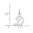 thumbnail image 2 of 14k White Gold Solid Polished Laser-cut Small Script Letter Name Personalized Monogram Initial D Charm 13.2x10.38mm Wide, 2 of 2