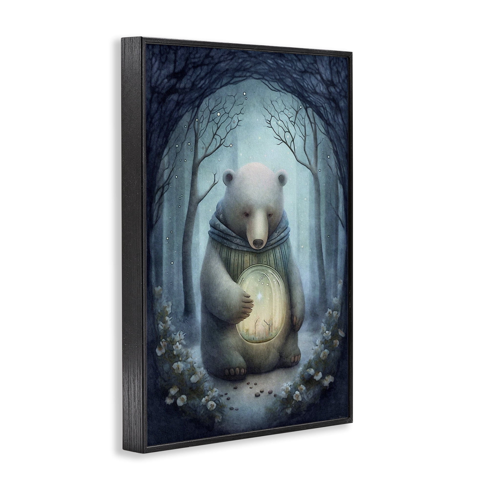 Stupell Industries Mystic Brown Bear Landscape Painting Black Framed Art Print Wall Art, 20 x 30