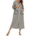 Womens Robes Dressing Gowns,Women Zipper Robe Short/Long Sleeve Housecoat Soft Zip Up Bathrobe
