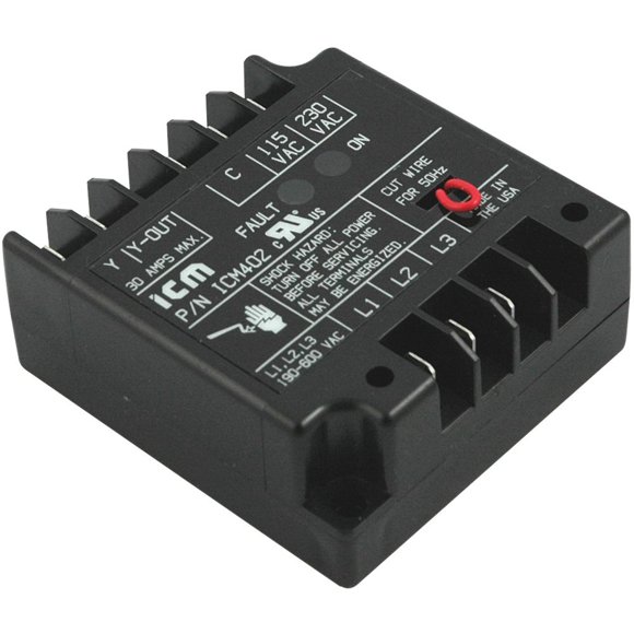 ICM Controls ICM402 Moniteur de Tension de Ligne Triphasé Offrant une Protection contre la Perte/réversion de Phase et le Déséquilibre, 50/60 Hz, 190-600 VAC (115 Ou 208/240 VAC de Contrôle)