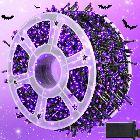 Luces navideñas Kemooie 500 LED moradas, 50 m, resistentes al agua