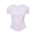 thumbnail image 1 of Top deportivo de manga corta con escote en V pequeño para mujer, para fitness, running, ajustado, adelgazante, yoga, 1 of 2