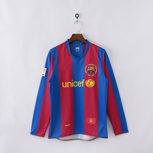2007-08 Barcelona Home Long Sleeve Football Classic Jersey