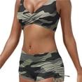 thumbnail image 2 of Neinkie Women Two Piece Swimsuit Athletic Bathing Suits for Women Ruffled Tummy Control High Waisted Swimsuits, 2 of 7