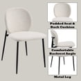 thumbnail image 5 of Set of 4 Boucle & Black Finish Side Chair, Mid-Century Modern Fabric Dining Chairs with Metal Frame (White), 5 of 7
