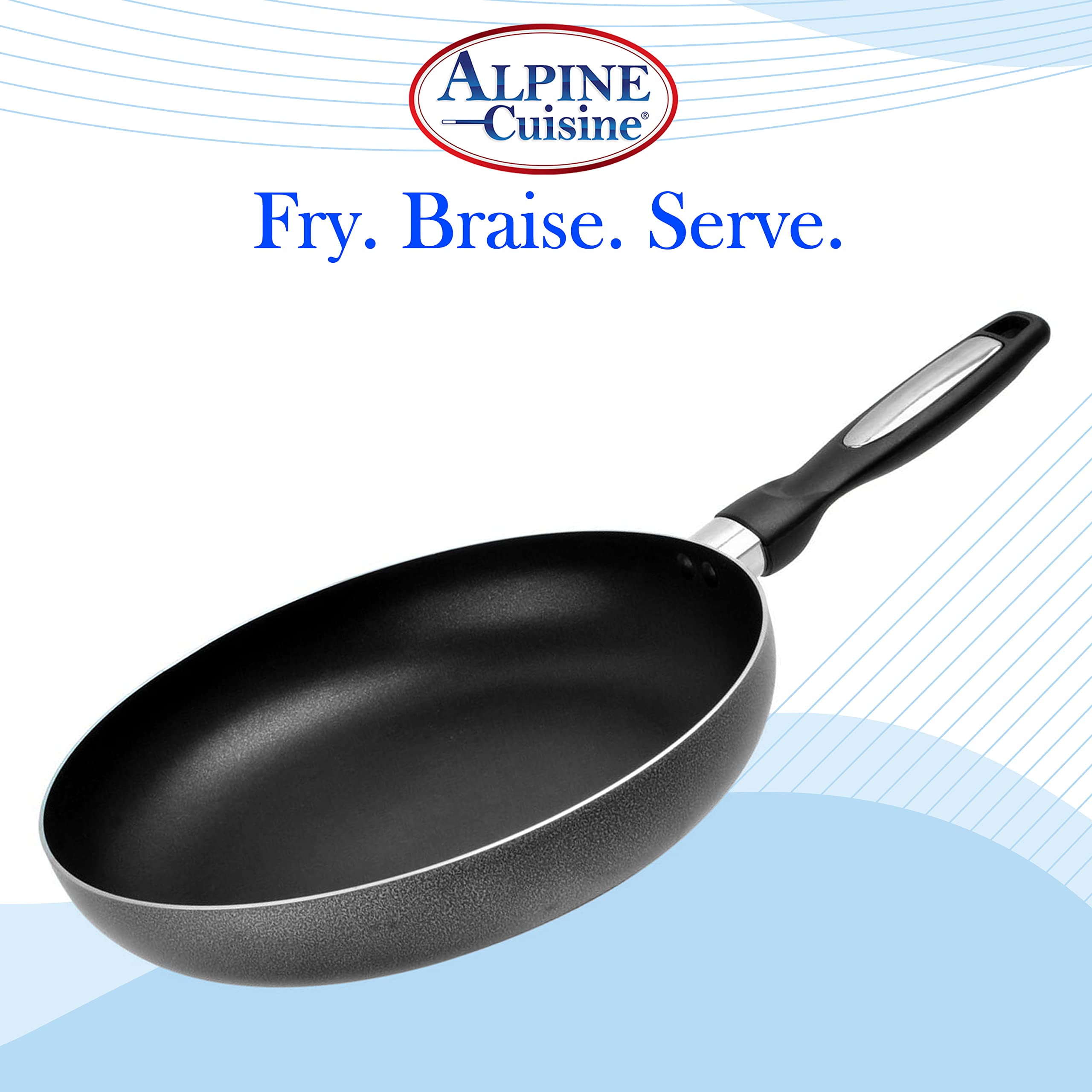 Alpine Cuisine 10 Inch Aluminum Kitchen Cookware Non Stick Frying Fry Pan, Gray