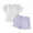 Purple, variant on Toddler Girl Summer Outfits, 6 12 18 24M 3 4T Crew Neck Short Sleeve Striped Tops + Elastic Waist Wave Hem Shorts Infant Shorts Set