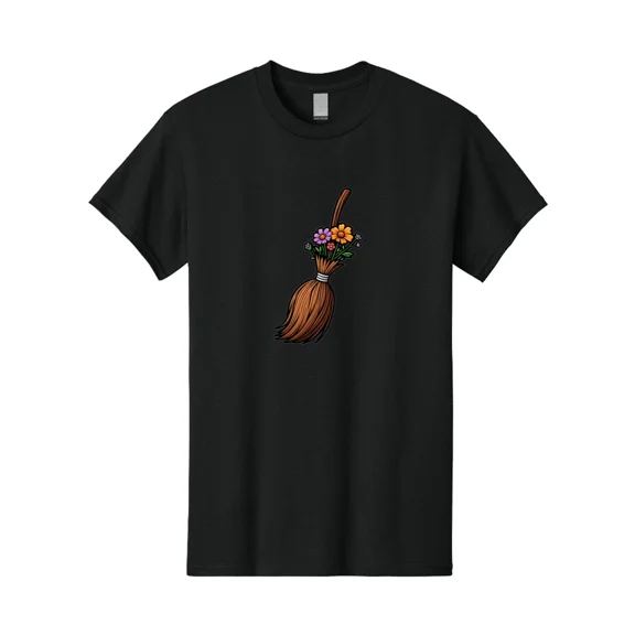Broom-With-Flowers-3 Mens Graphic Tee, 100% Cotton, Casual Summer Wear