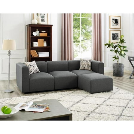 Hill Linen - Bowery Hill Hillsby Sofa with Ottoman in Steel Gray Linen