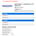 thumbnail image 2 of Shock Absorber - Compatible with 1945 Willys CJ2A, 2 of 2
