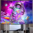 thumbnail image 2 of Tapiz psicodélico de astronauta de medusas JAMW decoración estética fresca cielo estrellado morado 150 x 130 Sencillez, 2 of 5