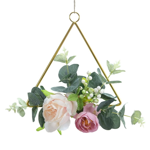 Marryso Wreath for Front Door Imitation Flower Wall Decoration Metal Wreath Wrought Iron Wall Decoration