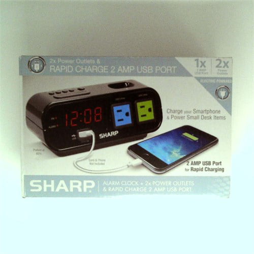 Sharp Bedside Alarm Clock with 1 Rapid Charge USB Phone Charging Port US Seller 
