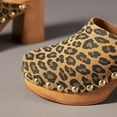 thumbnail image 2 of YDN Women Platform Rivet Studded Clog Mules Round Toe Slip on High Chunky Heels Casual Dress Slide Sandals Size 7 Leopard, 2 of 3