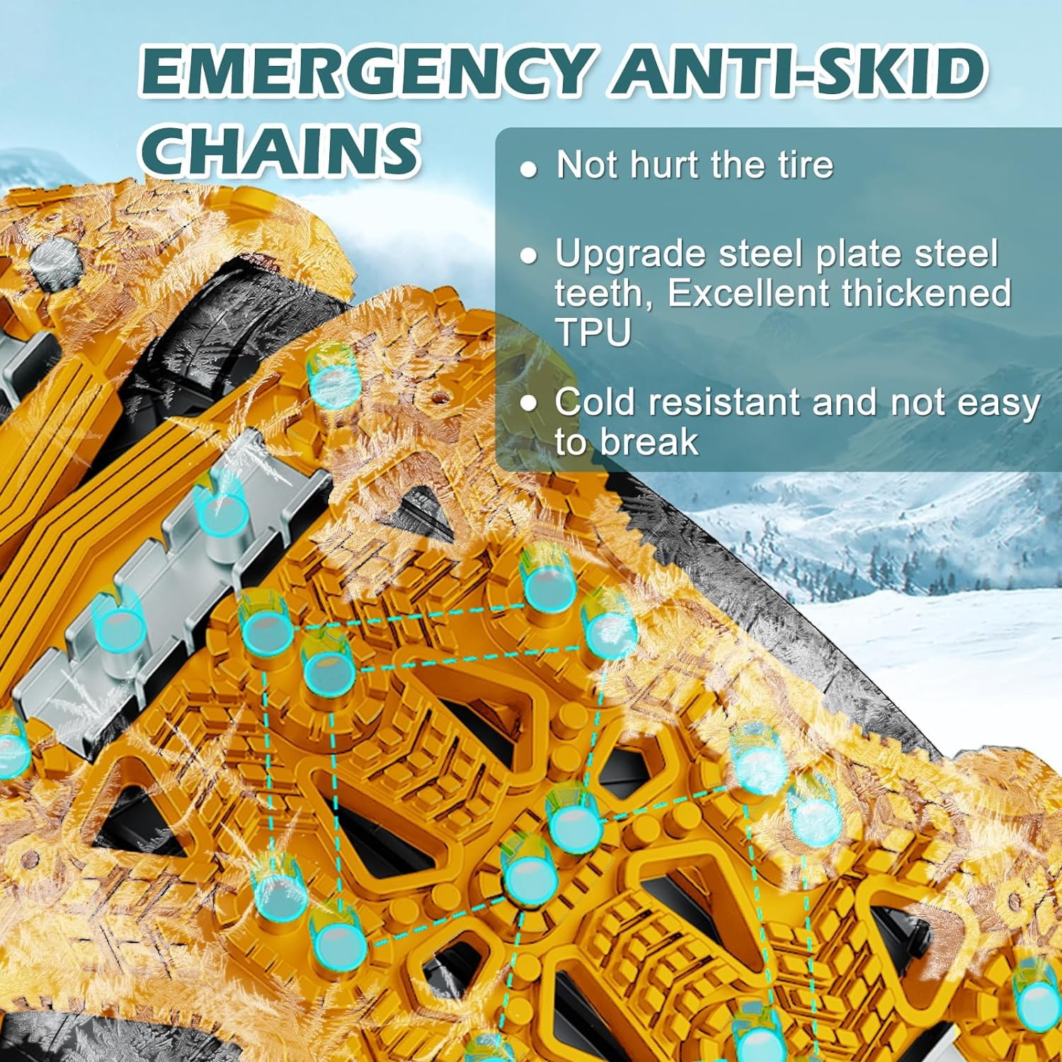 6 Pcs Emergency Adjustable Snow Chains Anti Skid Slip for Truck SUV ATV UTV  VAN