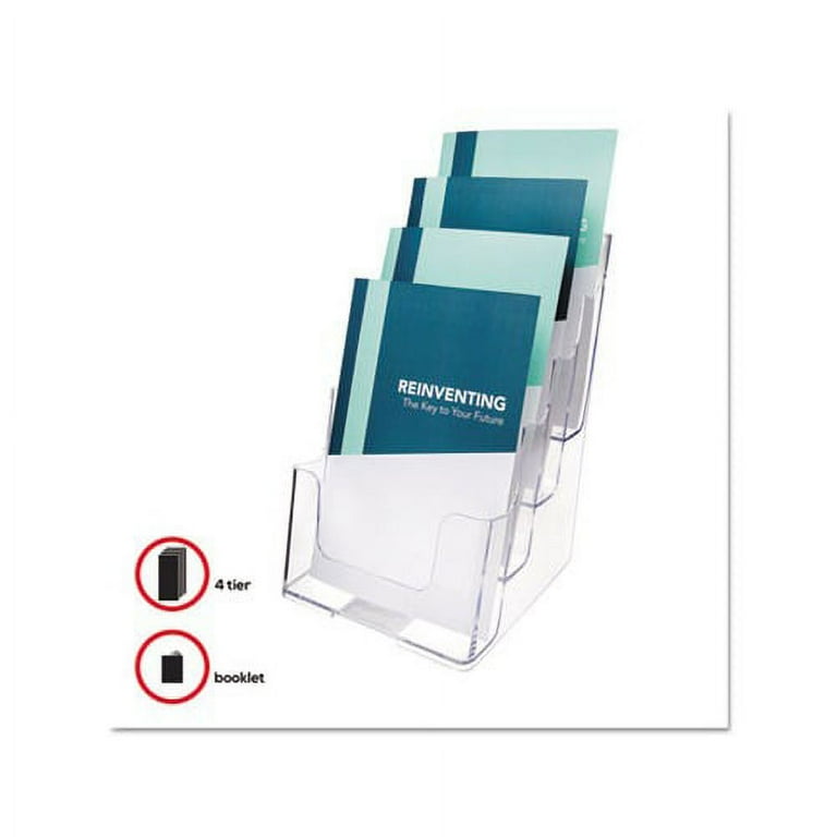 4-Compartment DocuHolder, Booklet Size, 6.88w x 6.25d x 10h, Clear
