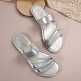 thumbnail image 6 of Summer Sandals for Women Footbed Solid Color Open Toe Slip-On Comfortable Elastic Strap Flat Slippers Sandals for Women Beach Vacation Holiday Vintage Fashion, 6 of 10