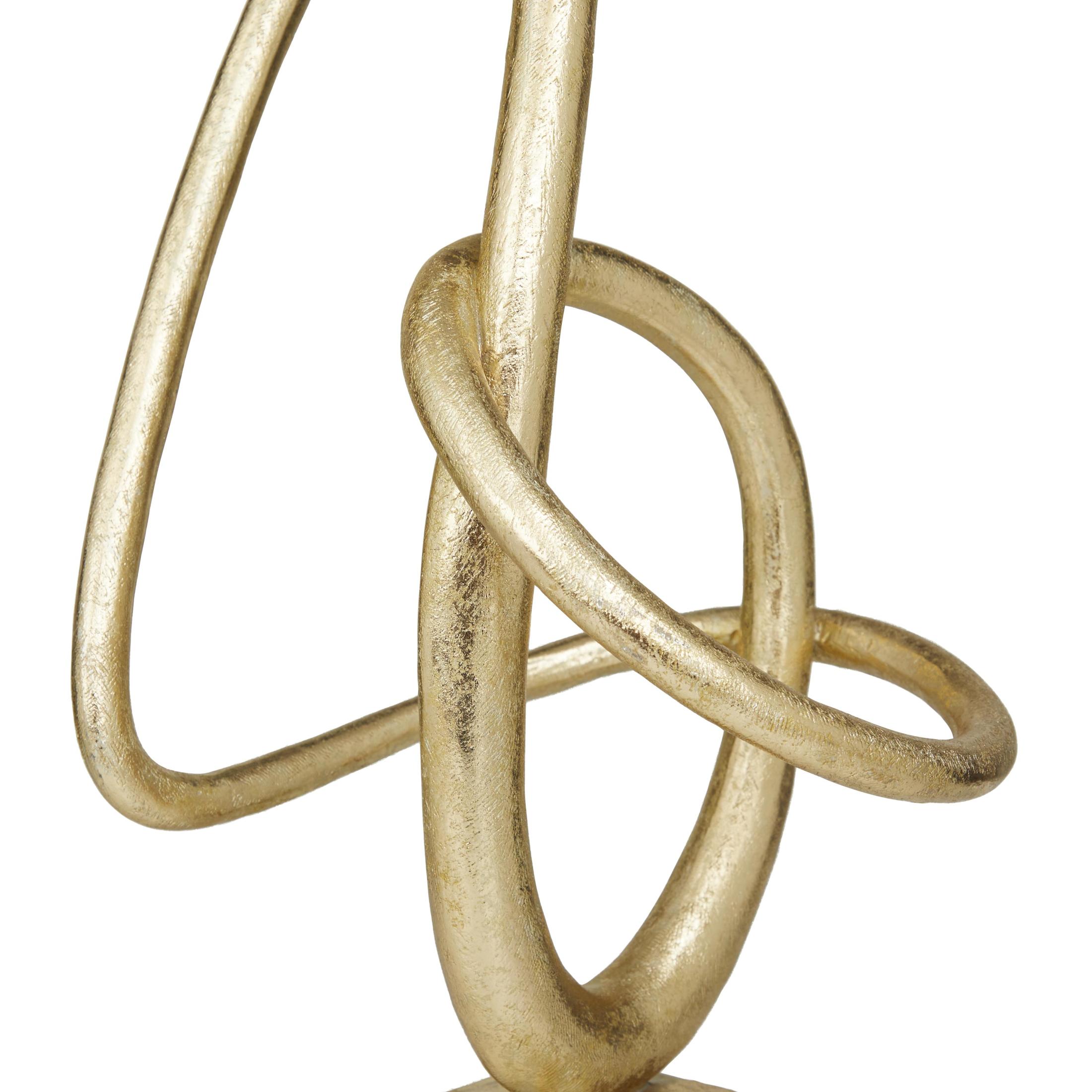 8" x 19" Gold Polystone Swirl Abstract Sculpture, by DecMode