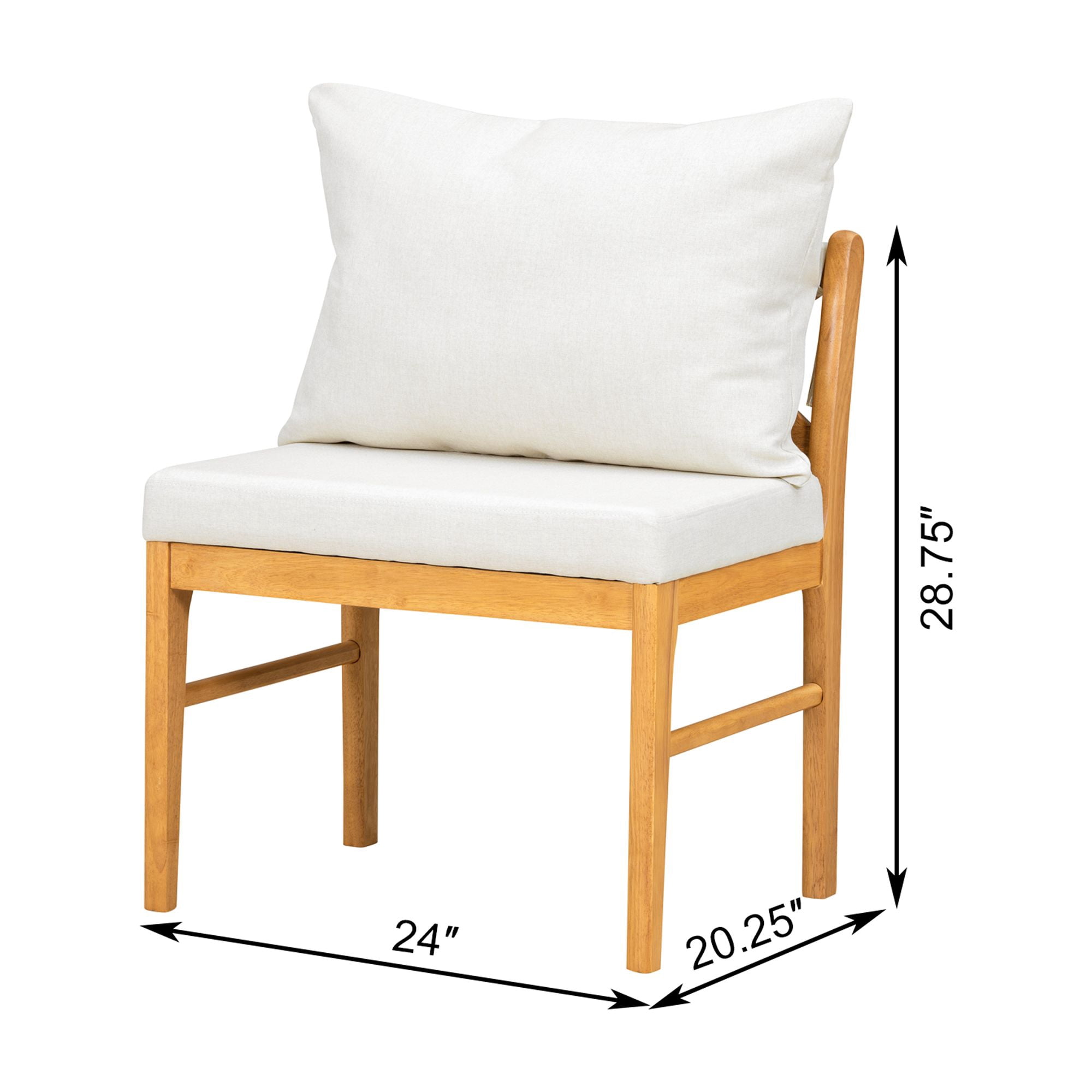 Farmhouse Dining Chair, Set of 2 with Rattan Backrest and Solid Wood Legs, Natural White Fabric Seat for Kitchen Dining Room Home