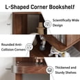 thumbnail image 4 of Bookshelf, 6 Tier Corner Shelf with Baffle and Anti-Tip Device, MDF Board for Living Room Bedroom Home Office Display, Walnut Finish, 4 of 11