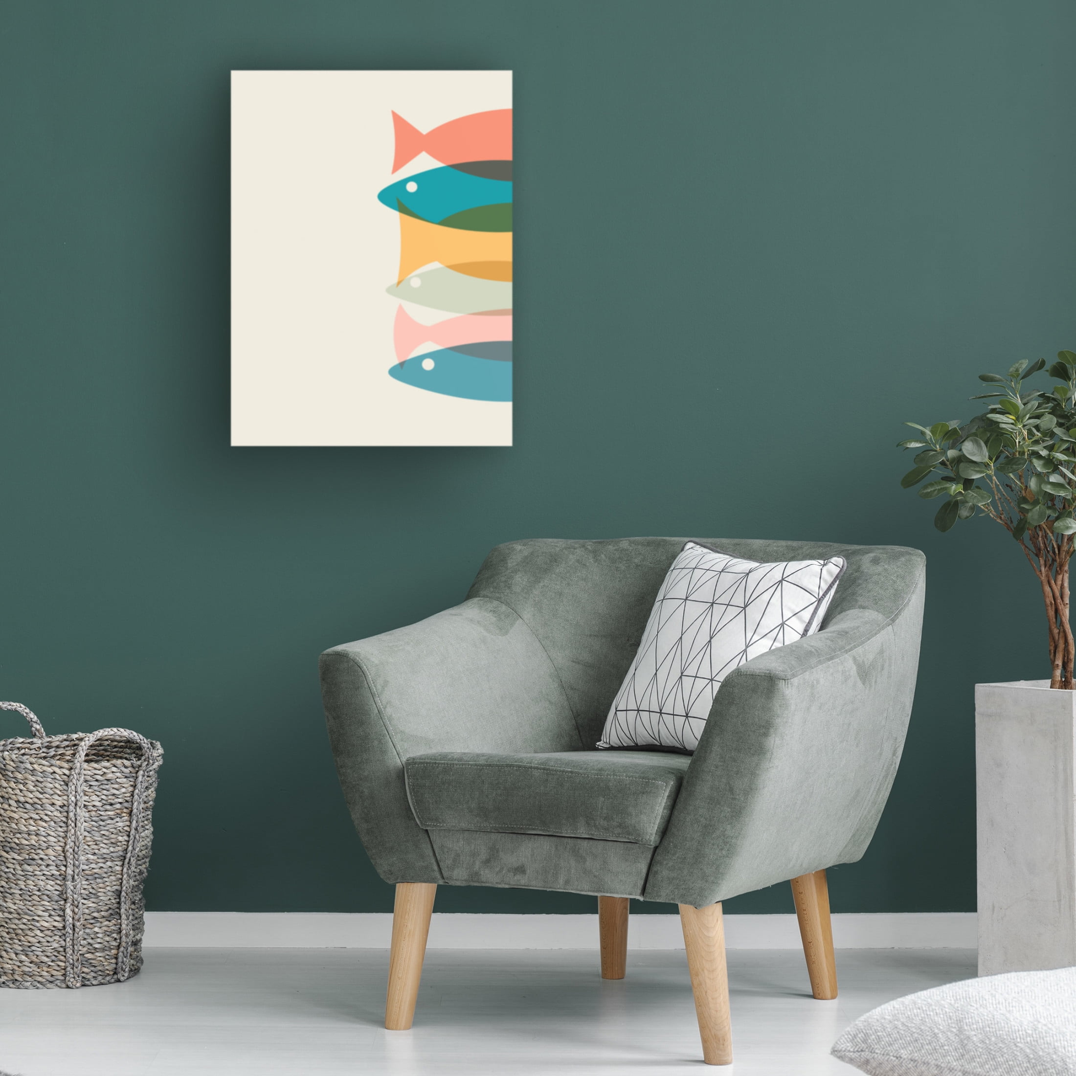 Canvas Wall Art - Tom Quartermaine 'Colorful Pastel Abstract Fish Print 1' Wall Art for Living Room, Bedroom, or Office Décor by Trademark Fine Art - 18 x 24 Inches
