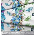 thumbnail image 2 of Soimoi Blue Rayon Fabric Floral,Insect & Parrot Bird Fabric Prints by Yard 56 Inch Wide, 2 of 3