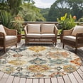 thumbnail image 6 of 8ft Round Rug Farmhouse Morocco Area Rugs for Living Room Bedroom Washable Non Slip Circle Rug Low Pile Boho Abstract Shabby Texture Art Indoor Floor Carpet for Kitchen Entryway Office Dining Room, 6 of 9