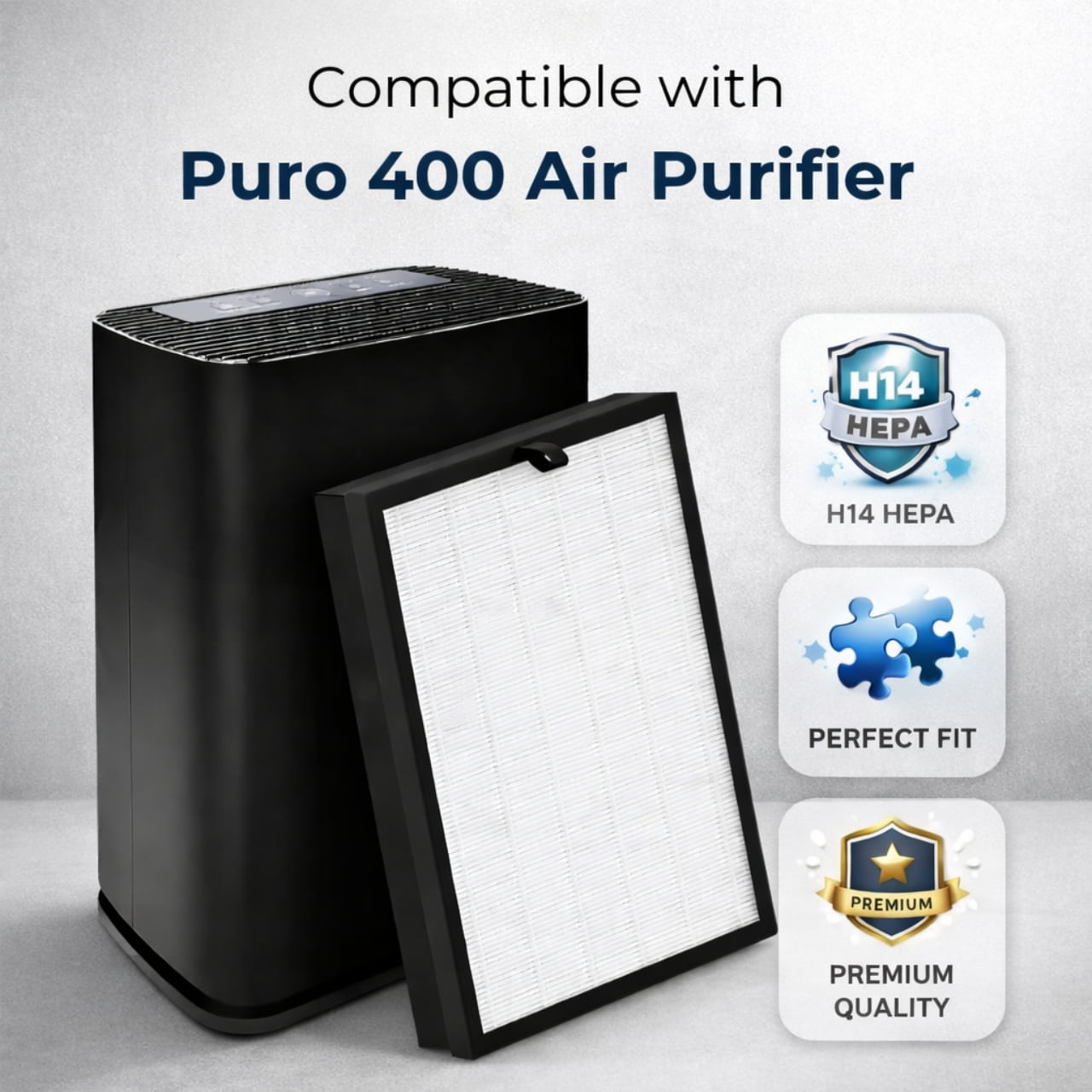 Nispira Puro 400 HEPA Replacement Filter Compatible with Puroair 400 Air Purifier, 3-Stage Filtration with Activated Carbon Filter, 2 Pack
