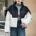 thumbnail image 2 of Fashion Winter Warm Jackets for Womens Plus Size Short Down Jacket With Double Pockets Long Sleeves Without A Hat And A Flip Collar Casual Outwear, 2 of 7