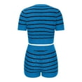 thumbnail image 5 of Women's Short Sleeve Tops Womens Lounge Sets Short Sleeve with Shorts Pullover Jogger Outfit Summer Casual Tracksuits Ndbuld Blue M, 5 of 5