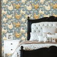 thumbnail image 2 of Farmhouse Peel and Stick Wallpaper 23.6in x 9.8ft Chickens Eggs Floral Blue Contact Paper Vinyl Waterproof Self Adhesive Wall Paper for Bedroom Shelf Cabinet Renter Friendly, 2 of 8