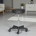 thumbnail image 2 of Tcbosik Rolling Swivel Stool with Wheels | 18.11"-24" Height-Adjustable Round Stool with PU Leather Cushioned Seat, for Drafting Massage Medical Tattoo Spa Shop Salon, Black, 2 of 8