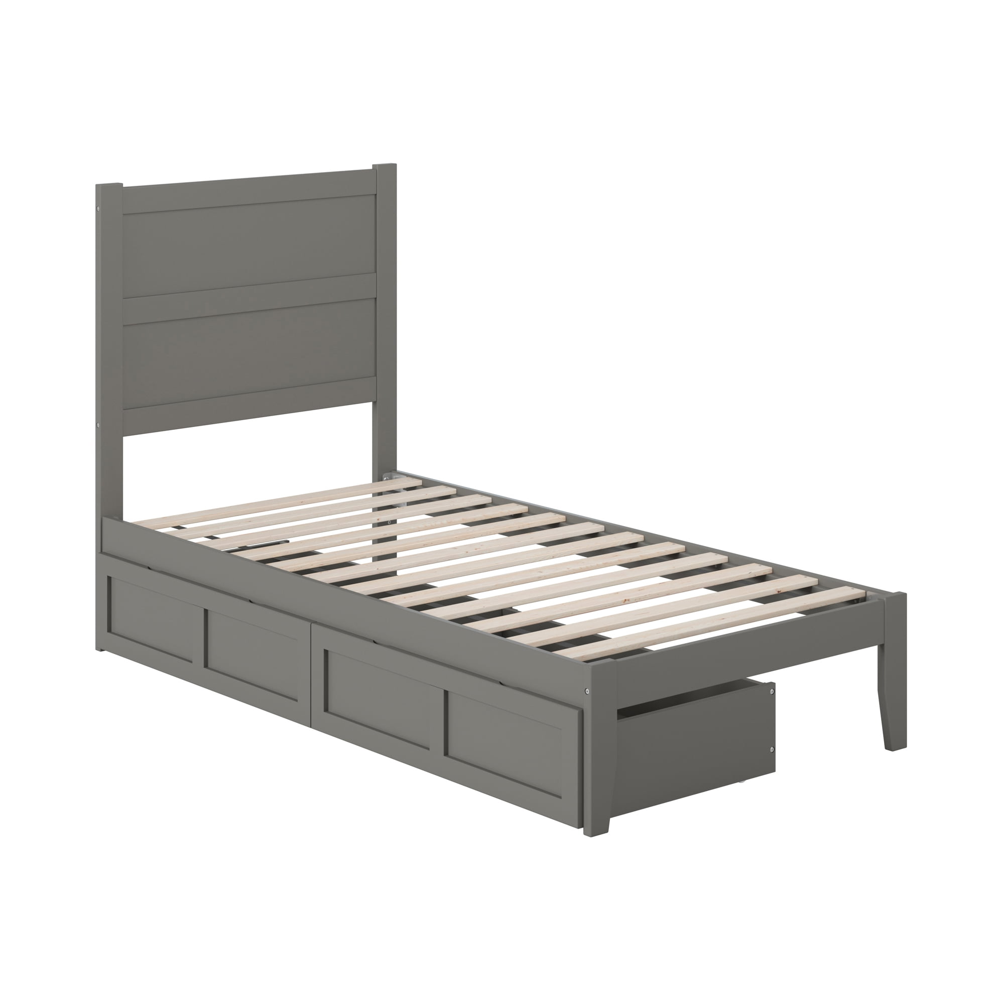 AFI NoHo 14" Twin Wood Platform Bed Frame with Set of 2 Storage Drawers, Grey
