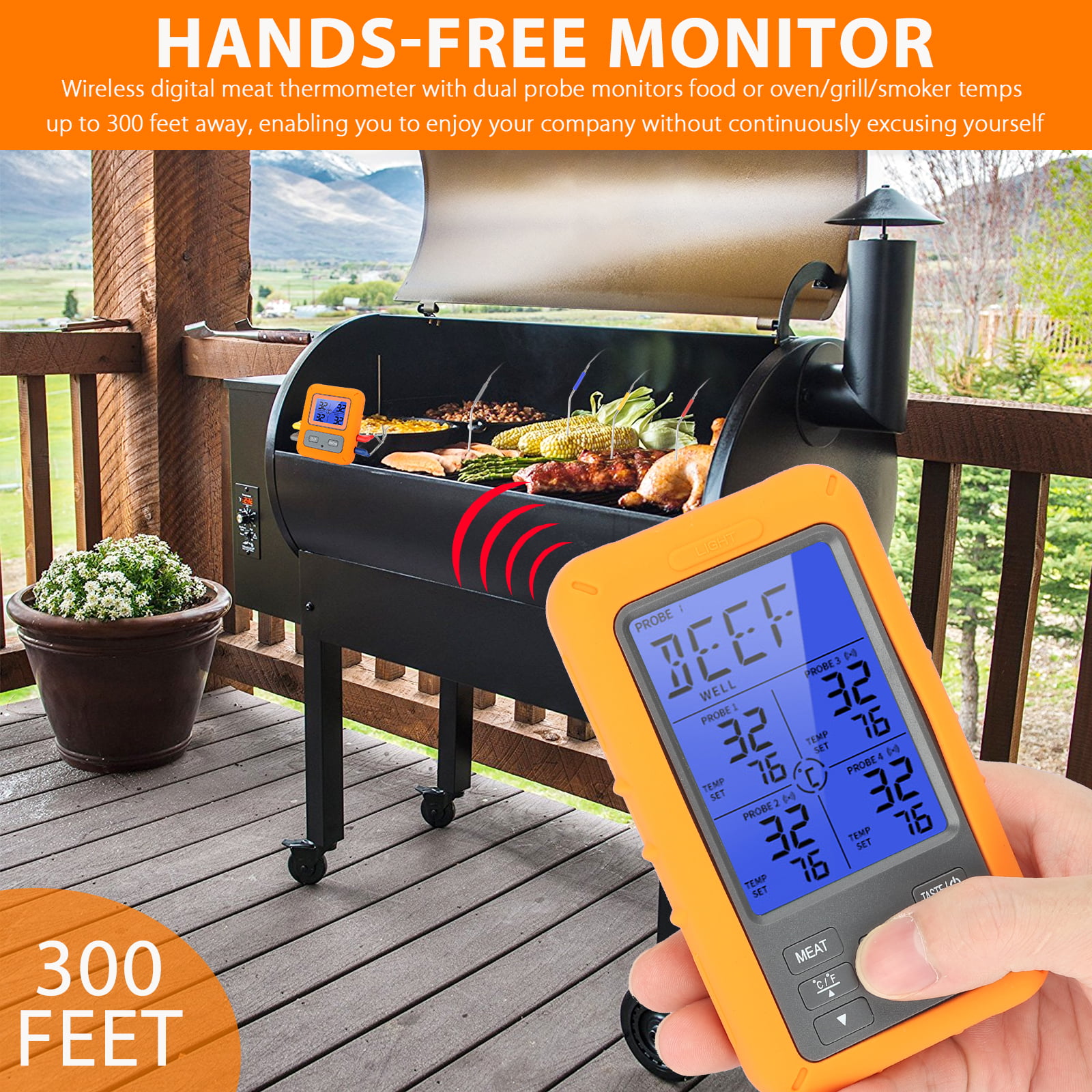 Stainless Steel Oven Thermometer Grill Smoker Monitoring Home Kitchen Cooking Instant Read Thermometer by Balai 