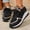 Black, variant on Women's Sneakers Glitter Mesh Hidden Wedge Metallic Gold Trim Lace Up Platform Height Increasing Fashion Walking Shoes Black 8 Wide
