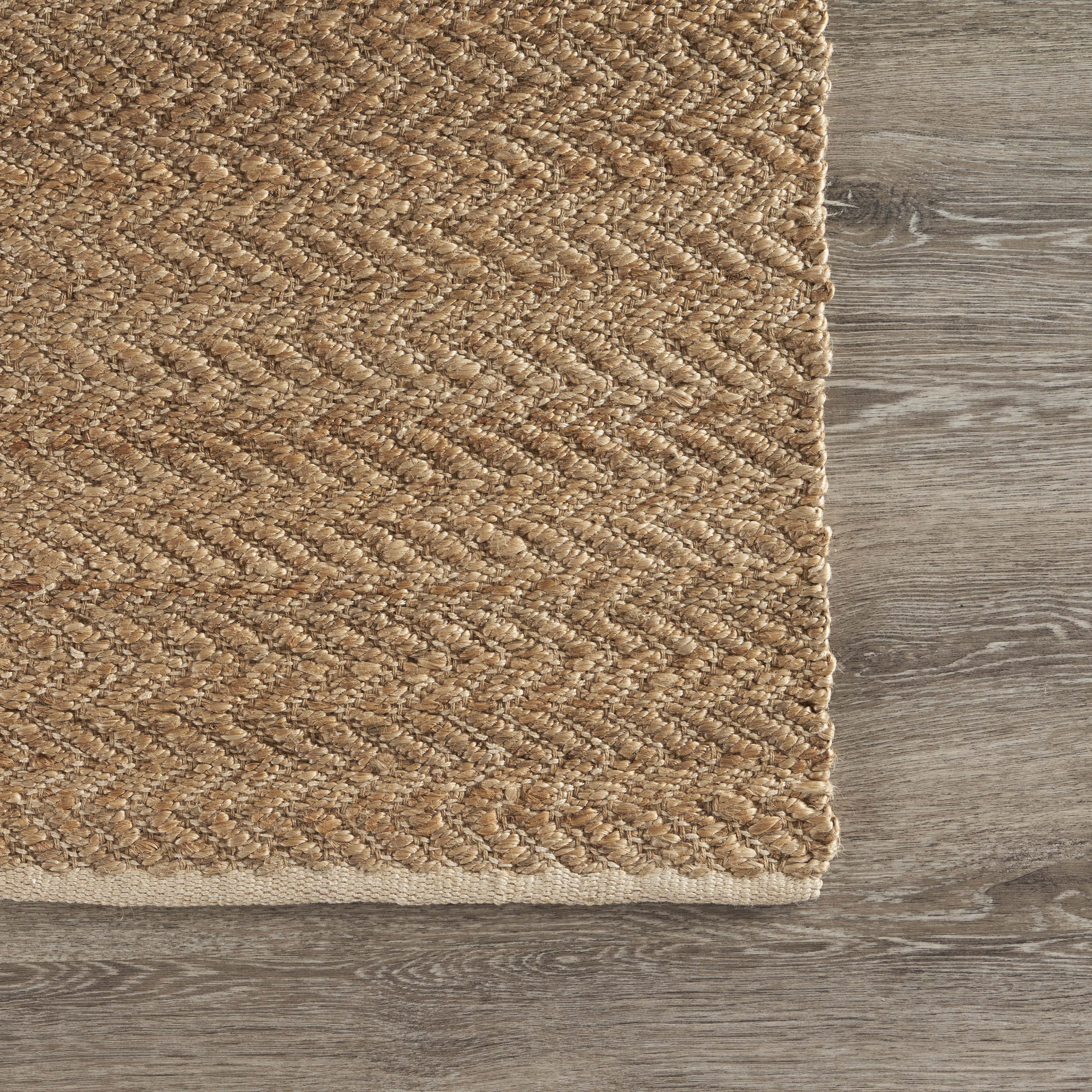 LR Home Natural Jute with Detailed Chevron Threading Area Rug&nbsp;, Natural, 9' x 12'