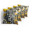 thumbnail image 5 of Ambesonne Leopard Throw Pillow Cover 4 Pack, Mid Century Modern Wild Cat, 16", Charcoal Grey and Mustard, 5 of 7
