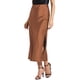 thumbnail image 4 of Faldas Maxi de Satén para Mujeres INSPIRE CHIC, Cintura Alta Elástica, Con Abertura Lateral, Elegantes para Fiestas y Bodas, Falda Larga Fluyente XL Marrón, 4 of 6