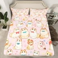 thumbnail image 2 of jejeloiu Bowtie Cartoon Cat Bed Sheets,Kawaii Kitten Animal King Sheets,Lovely Pet Animals Sheet Set For Girl Boys,Ultra Soft Home Decor,4 Pieces, 2 of 7
